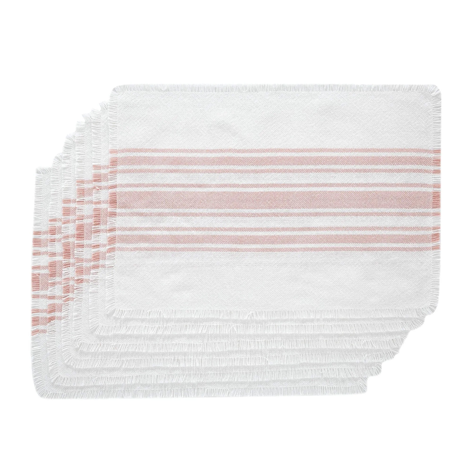 Antique White Stripe Coral Indoor/Outdoor Placemat - Set of 6