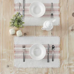 Antique White Stripe Coral Indoor/Outdoor Placemat - Set of 6