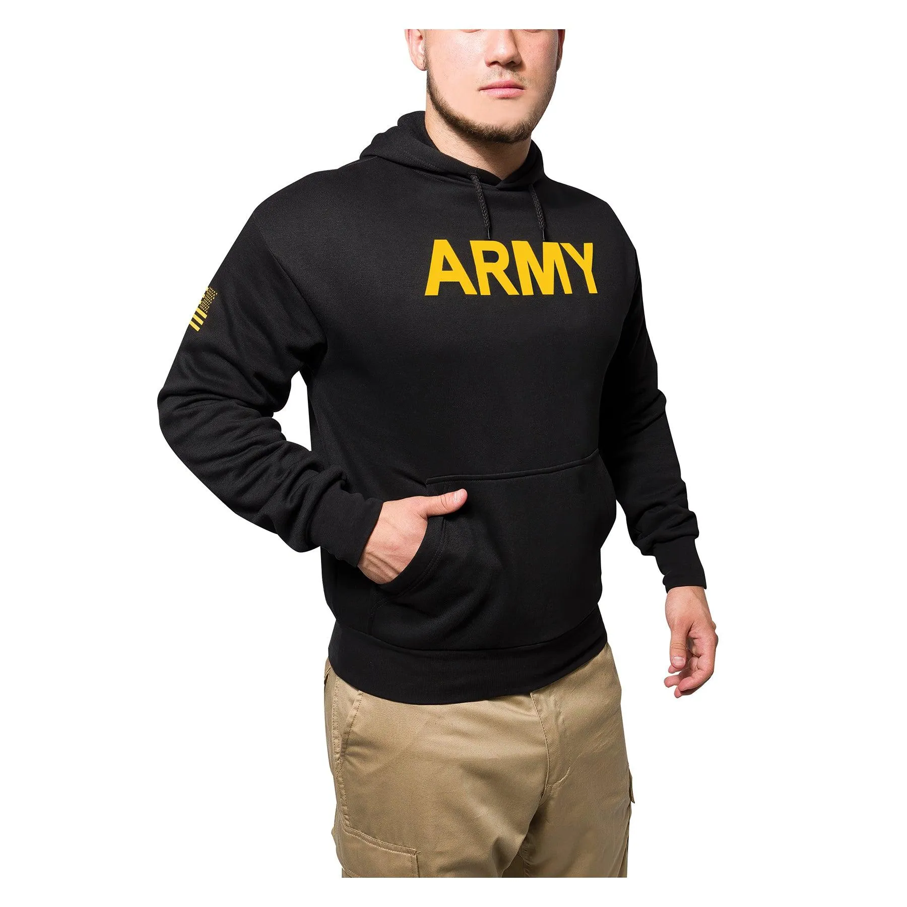 Army Printed Pullover Hoodie - Black