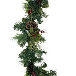 Berry Pinecone Pine Garland, 6'