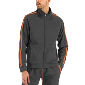 Black & Orange Two-Stripe Track Jacket