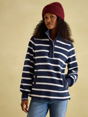 Burnham Navy Blue Funnel Neck Quarter Zip Sweatshirt