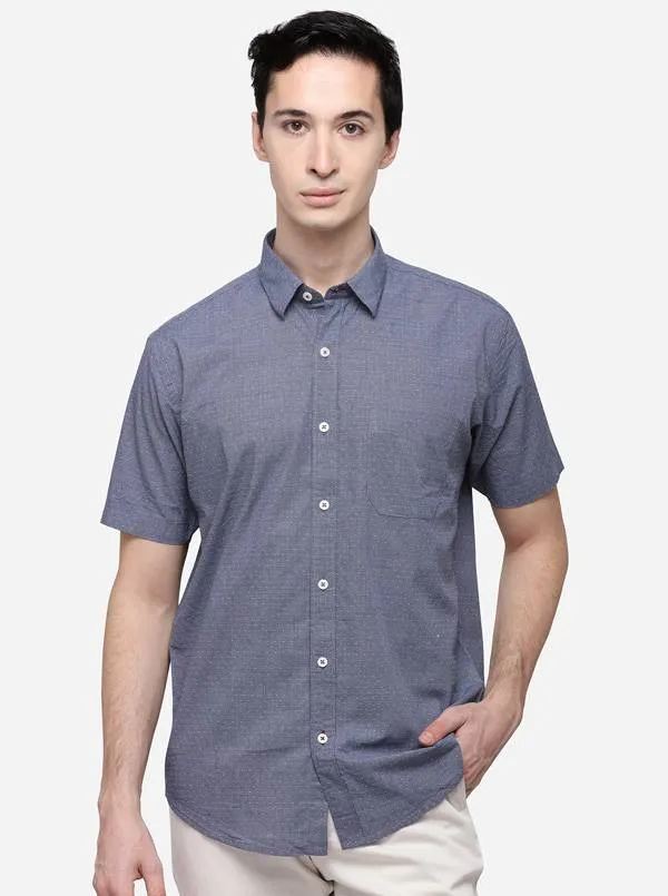 Charcoal Grey Classic Fit Printed Casual Shirt | Greenfibre