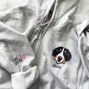 Custom Embroidered Dog Mom Zip Up Hoodie / Quarter-Zip Sweatshirt