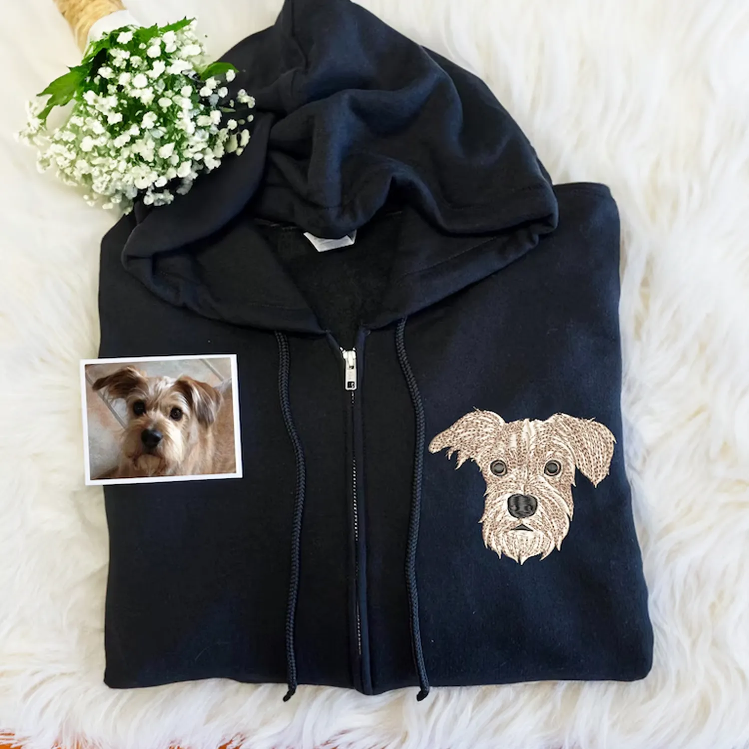 Custom Embroidered Dog Mom Zip Up Hoodie / Quarter-Zip Sweatshirt