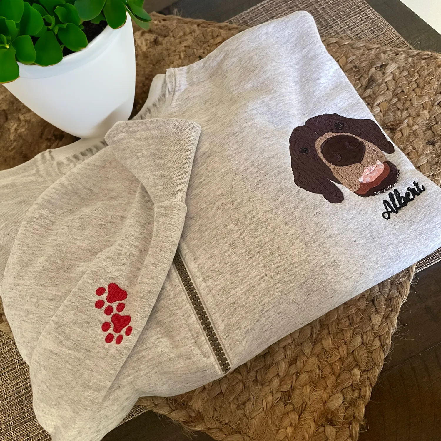 Custom Embroidered Dog Mom Zip Up Hoodie / Quarter-Zip Sweatshirt