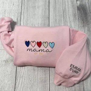 Custom Mama Embroidered Sweatshirt, Women's Embroidered Sweatshirts