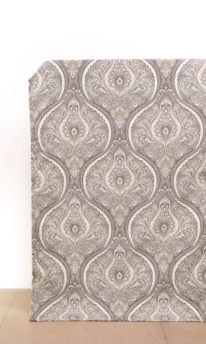 'Digital Damask' Fabric by the Metre (Gray/ Beige/ Charcoal)