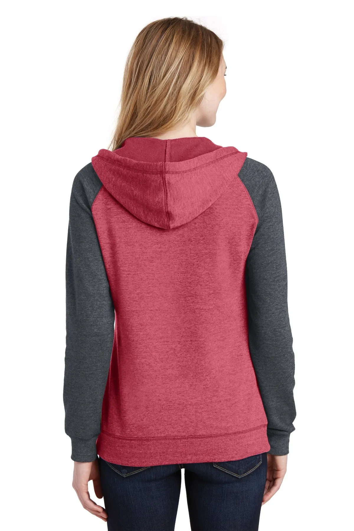 District Women's Lightweight Fleece Raglan Hoodie.  DT296