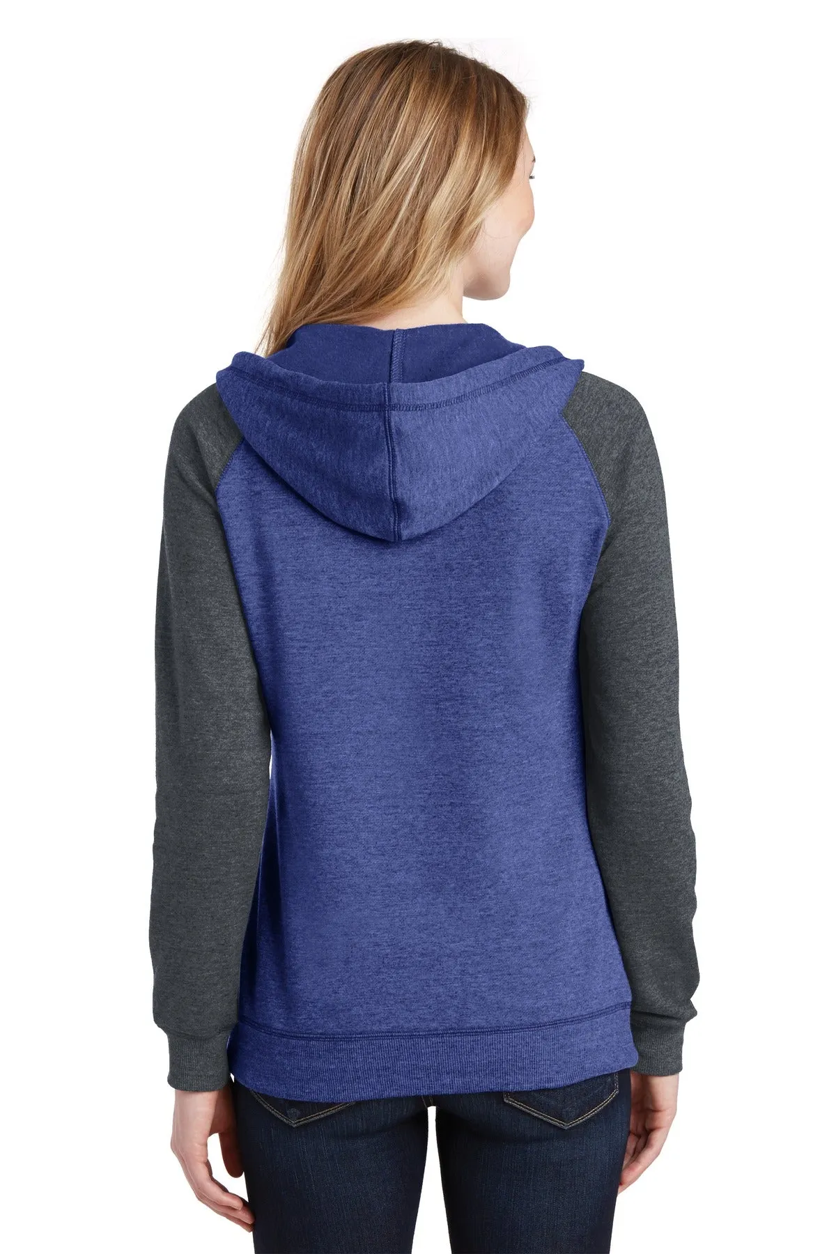 District Women's Lightweight Fleece Raglan Hoodie.  DT296