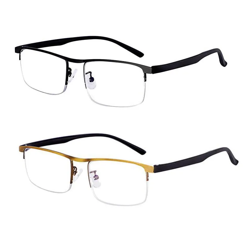 Evun Huo Unisex Full Rim Square Stainless Steel Progressive Reading Glasses 0998