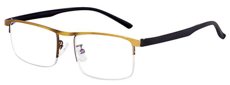 Evun Huo Unisex Full Rim Square Stainless Steel Progressive Reading Glasses 0998