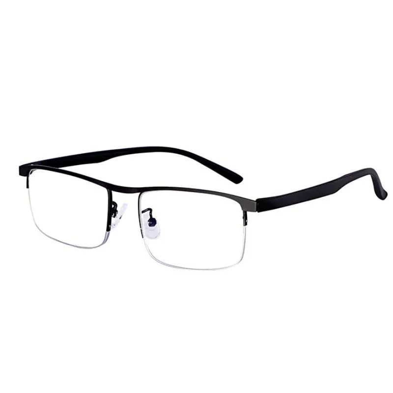 Evun Huo Unisex Full Rim Square Stainless Steel Progressive Reading Glasses 0998