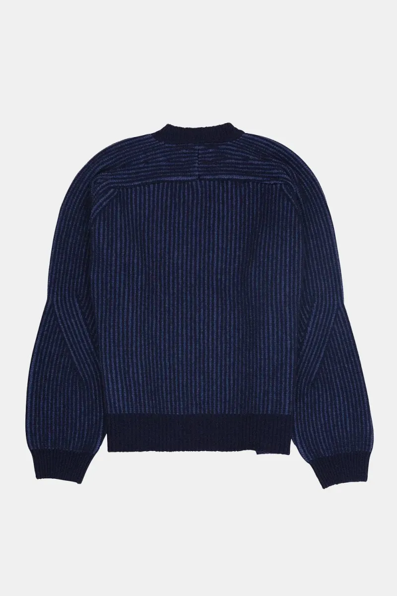 Folk Plated Rib Crew Sweatshirt (Navy/Soft Blue)