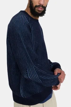 Folk Plated Rib Crew Sweatshirt (Navy/Soft Blue)