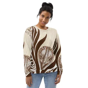 Graphic Sweatshirt for Women Brown Floral Lines