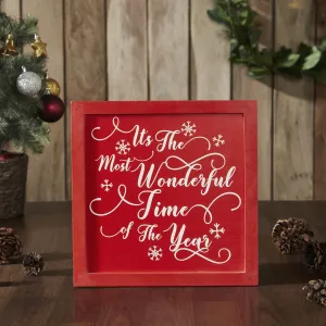 It's The Most Wonderful Time Red Wall Hanging Sign 11x11