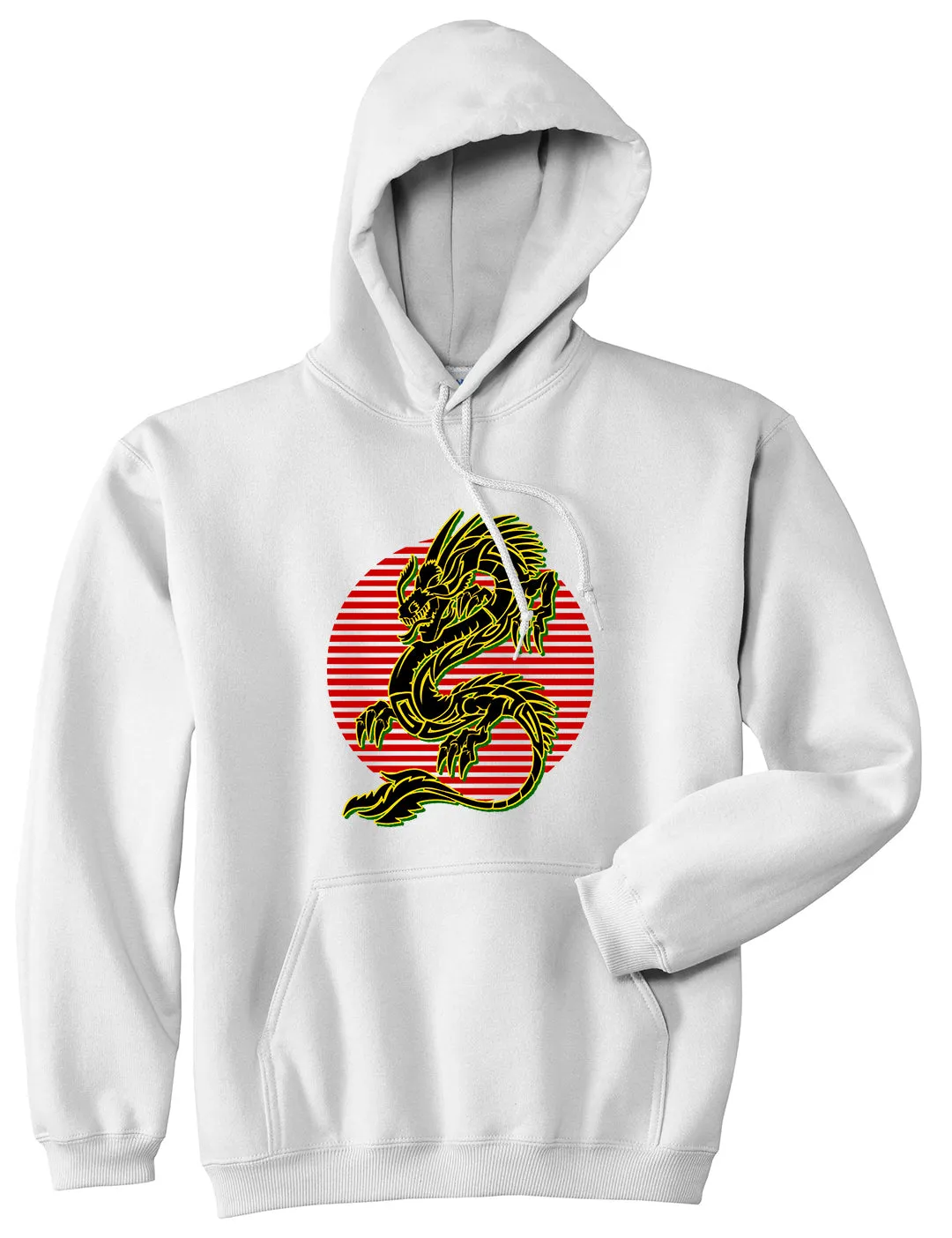 Japanese Dragon Red Sun Mens Pullover Hoodie