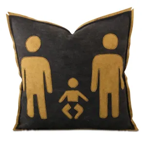 Male Male Family Felt Decorative Pillow Cover 18x18