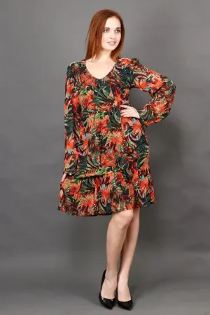 Multicolored Floral Printed Mini Dress