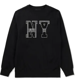 NY Bandana Print New York Black Flag Crewneck Sweatshirt