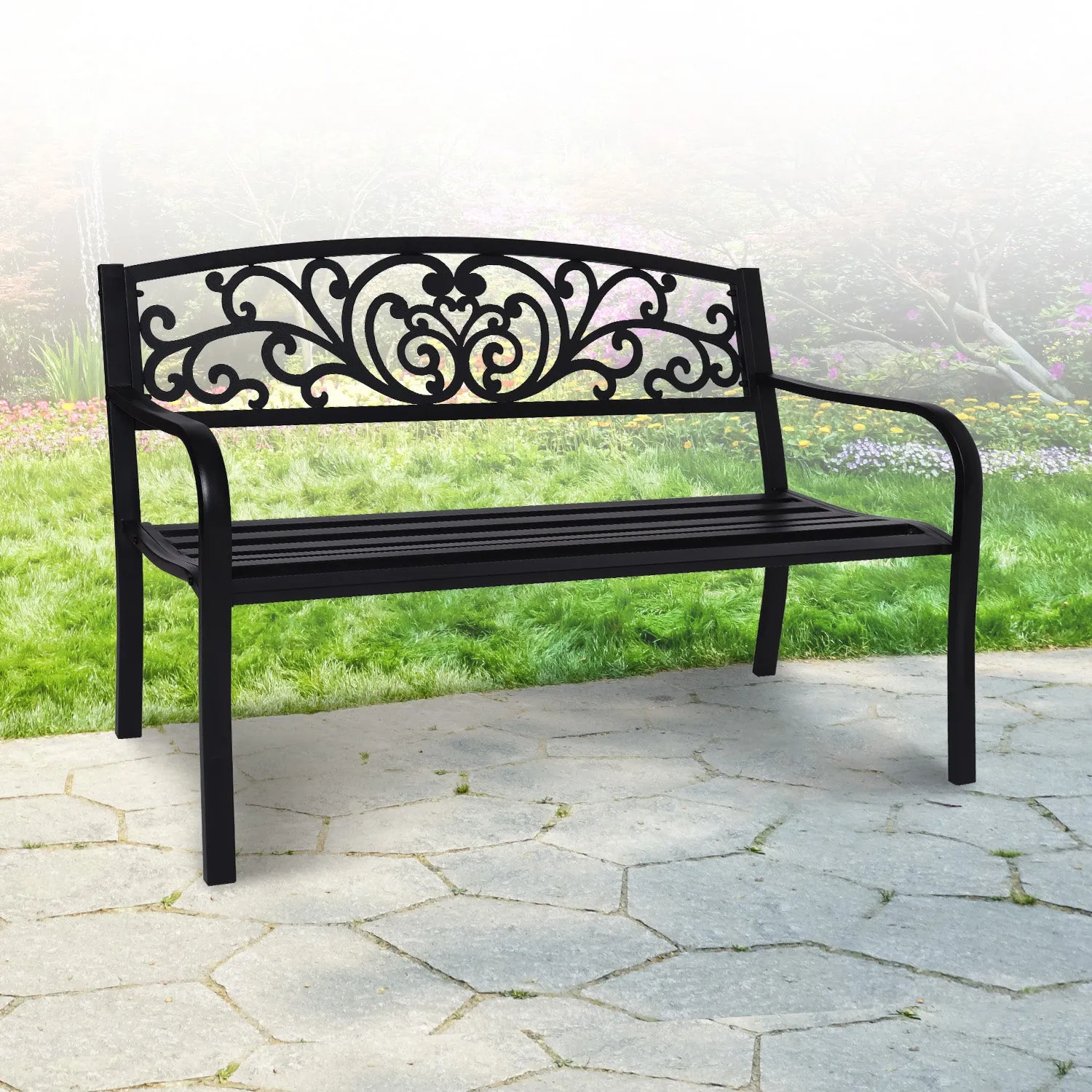 Outdoor Garden Bench - Floral