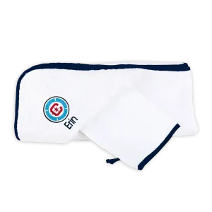 Personalized Chicago Fire Hooded Towel & Wash Mitt Set