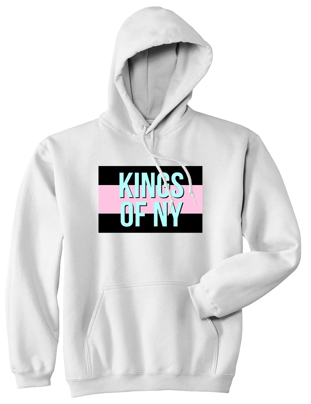 Pink And Blue Flag Logo Mens Pullover Hoodie