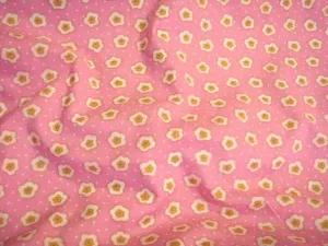 Pink Daisy Dot - Cotton Poplin Fabric