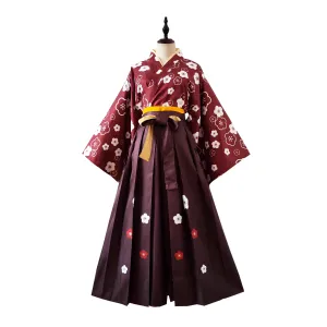 Red Sakura Hakama Set