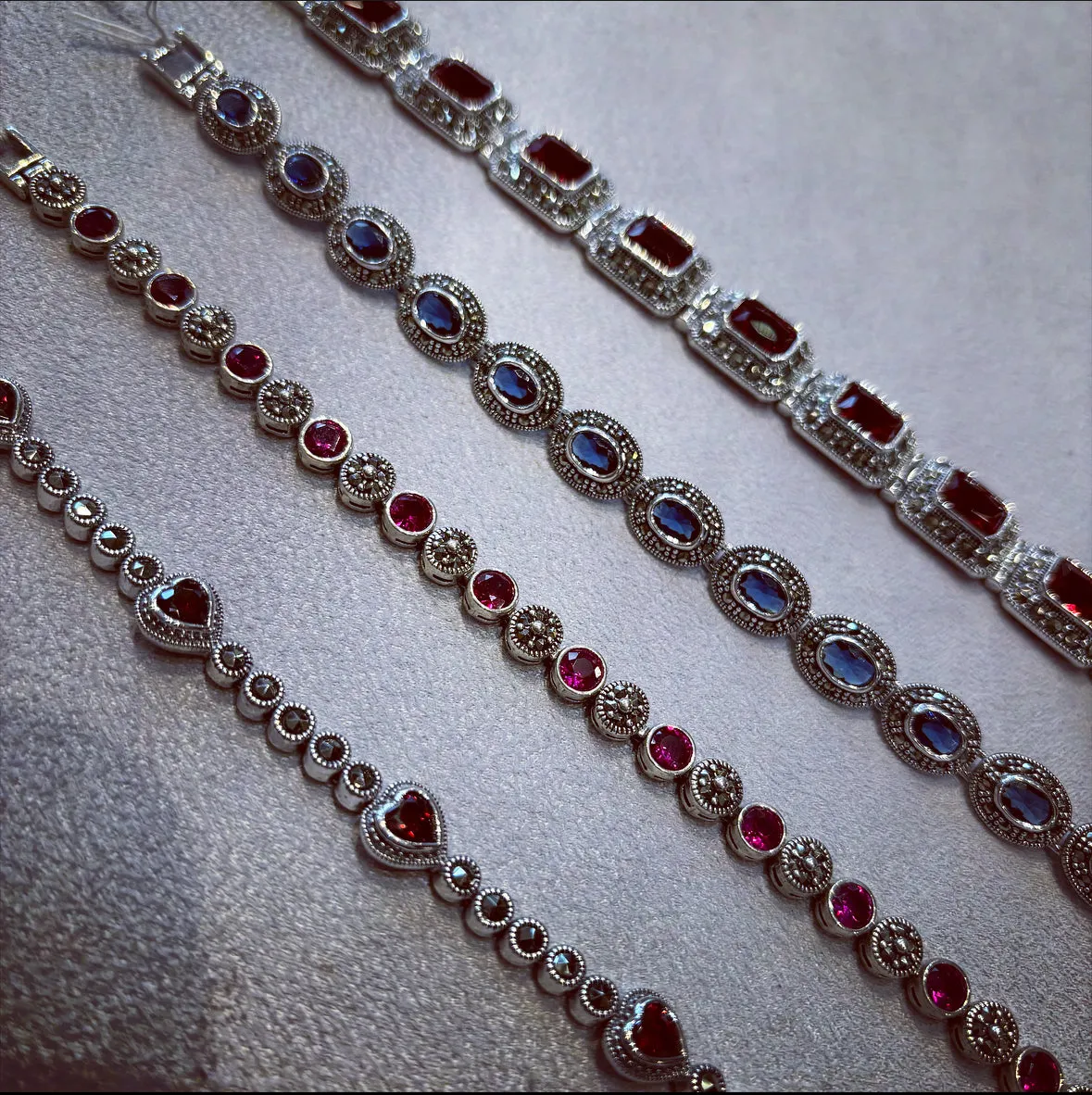 Red Silver Marcasite bracelet