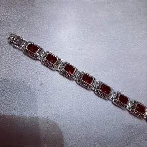 Red Silver Marcasite bracelet