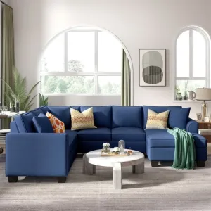 Romilda U Shape 7 Seater Fabric Sofa for Living Room