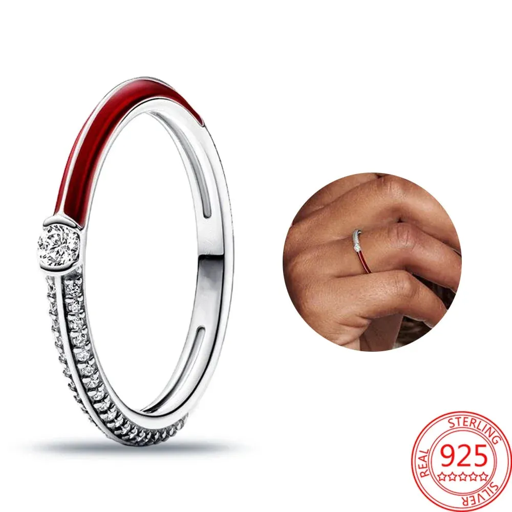 Silver Red Zircon Ring