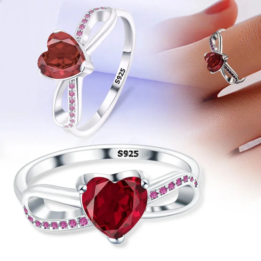 Silver Red Zircon Ring