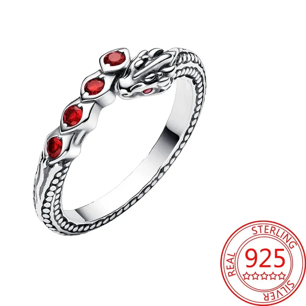 Silver Red Zircon Ring