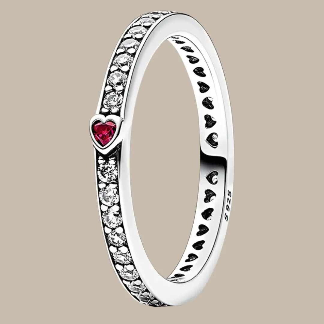 Silver Red Zircon Ring