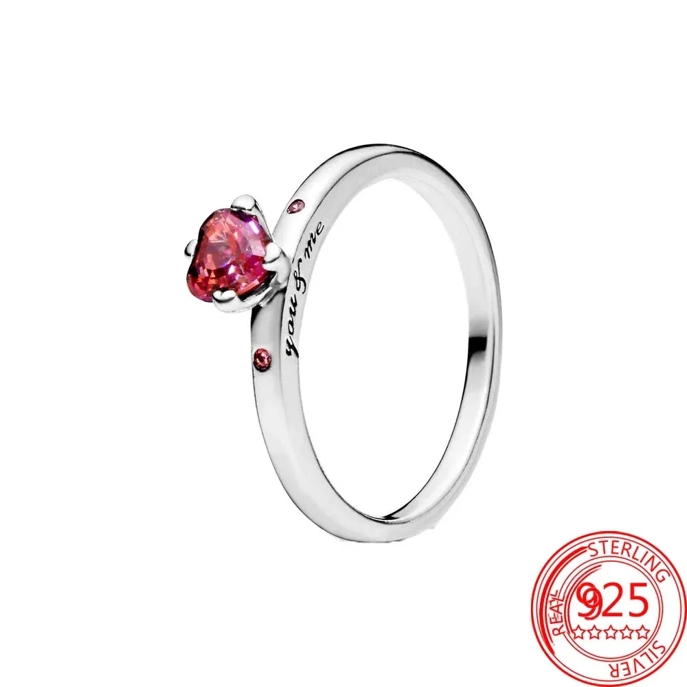 Silver Red Zircon Ring