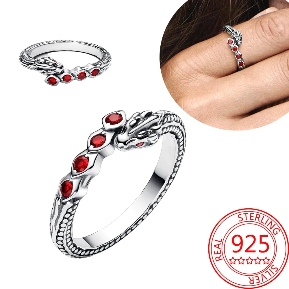 Silver Red Zircon Ring