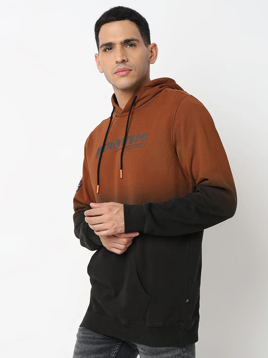 Spykar Hooded Full Sleeves Red Sweatshirt For Men