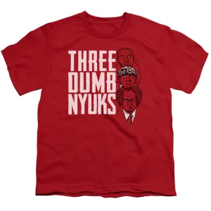 Three Stooges Three Dumb Nyuks Kids Youth T Shirt Red