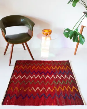 Vintage Mini Turkish Kilim Rug 3'4"x3'5"